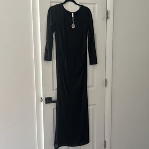 Pinkblush Cotton Long Sleeve Black Maternity Dress Size Large NWT